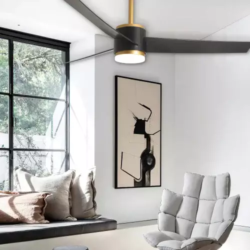 VENTILADOR DE TECHO CON LUZ MOTOR DC RAFFAELE NEGRO/DORADO Ø 132 CM VENTILADOR DE TECHO CON LUZ MOTOR DC RAFFAELE NEGRO/DORADO Ø 132 CM