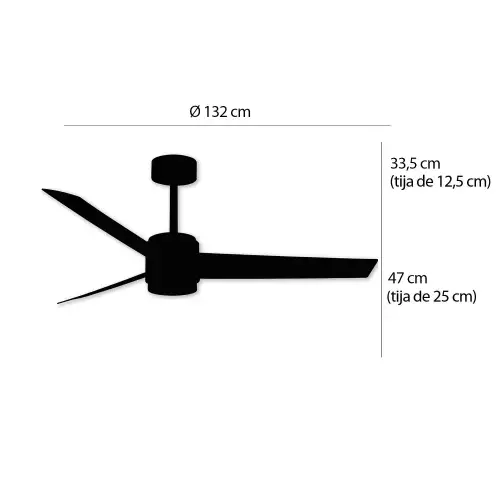 VENTILADOR DE TECHO CON LUZ MOTOR DC RAFFAELE NEGRO/DORADO Ø 132 CM VENTILADOR DE TECHO CON LUZ MOTOR DC RAFFAELE NEGRO/DORADO Ø 132 CM