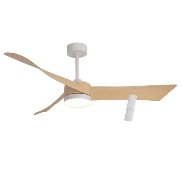 VENTILADOR DE TECHO CON LUZ MOTOR DC SALVATORE BLANCO/MADERA Ø 142 CM