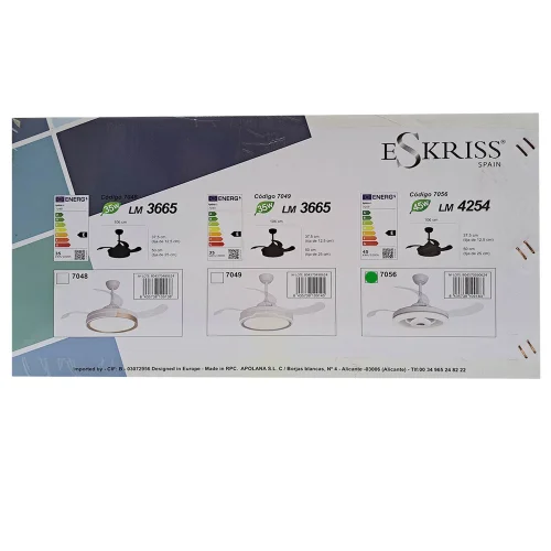 VENTILADOR DE TECHO LED 45W REGULABLE 4 ASPAS RETRÁCTILES OMAHA