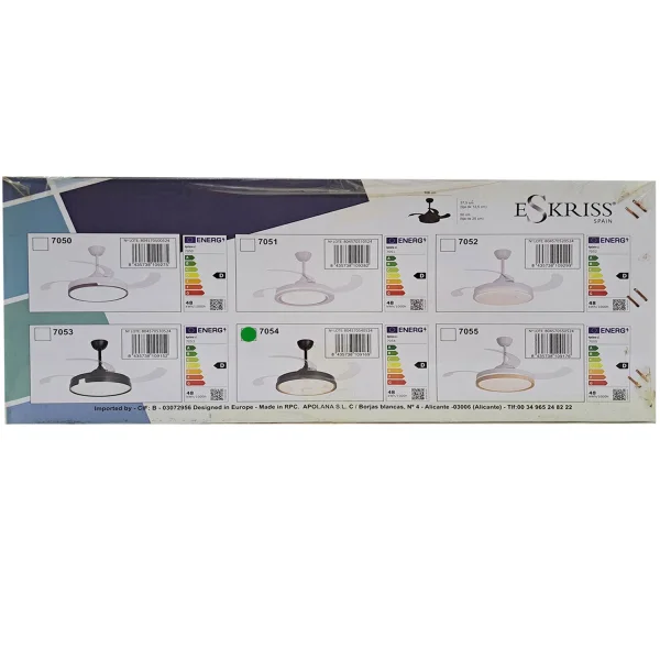 VENTILADOR DE TECHO LED 48W REGULABLE 4 ASPAS PLEGABLES WELLINGTON