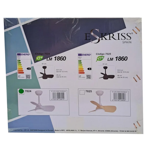 VENTILADOR DE TECHO LED 17W REGULABLE MOTOR DC BLANCO SIERRA