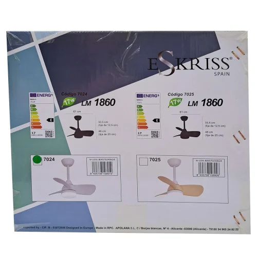 VENTILADOR DE TECHO LED 17W REGULABLE MOTOR DC BLANCO SIERRA