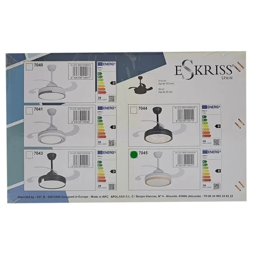 VENTILADOR DE TECHO LED 38W REGULABLE 4 ASPAS PLEGABLES TUCSON