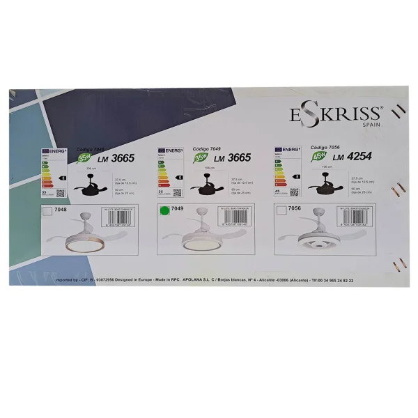 VENTILADOR DE TECHO LED 35W REGULABLE 4 ASPAS RETRÁCTILES CHARLESTON