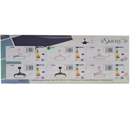 VENTILADOR DE TECHO LED 48W REGULABLE 4 ASPAS PLEGABLES HANOI