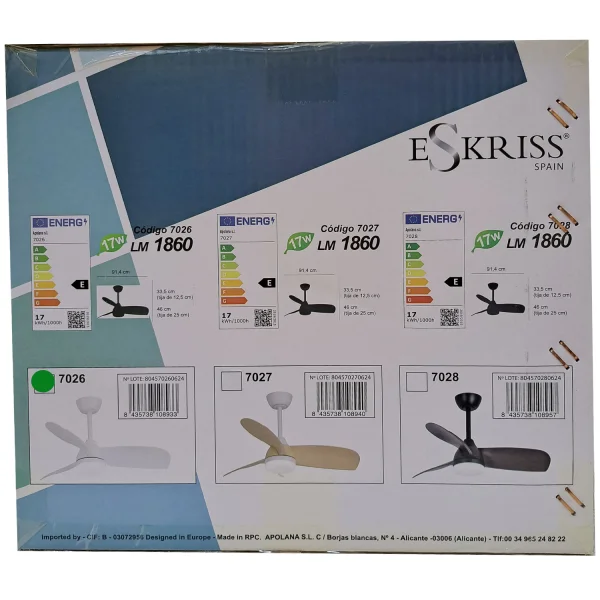 VENTILADOR DE TECHO CON LUZ MOTOR DC SIERRA BLANCO Ø 91,4 CM