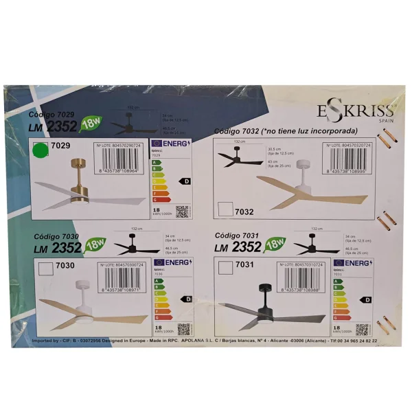 VENTILADOR DE TECHO CON LUZ MOTOR DC BELICE BLANCO/ORO Ø 135,2 CM