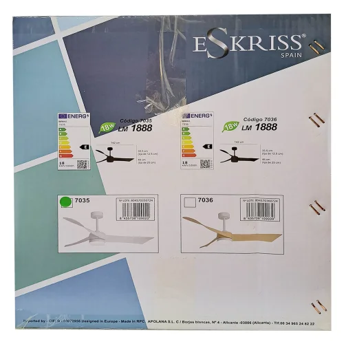 VENTILADOR DE TECHO CON LUZ MOTOR DC SALVATORE BLANCO Ø 142 CM