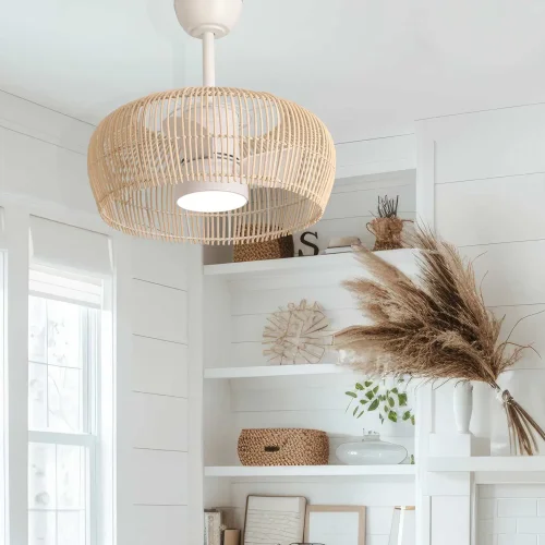 VENTILADOR DE TECHO LED 18W 3000-6000K PANTALLA RATÁN CLARO MAUI VENTILADOR DE TECHO LED 18W 3000-6000K PANTALLA RATÁN CLARO MAUI