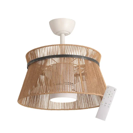 VENTILADOR DE TECHO LED 18W 3000-6000K PANTALLA HILO CUERDA MAKENA