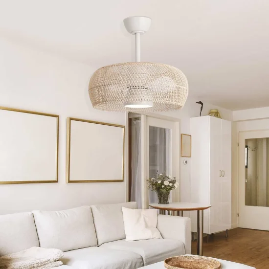 VENTILADOR DE TECHO LED 18W 3000-6000K PANTALLA RATÁN NATURAL KOLOA 2