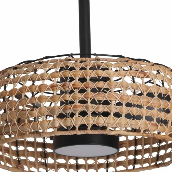 VENTILADOR DE TECHO LED 18W 3000-6000K PANTALLA RATÁN OSCURO WAIKIKI