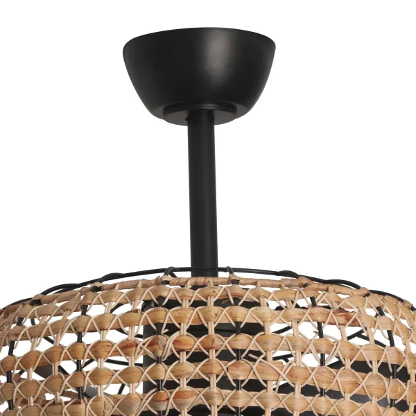 VENTILADOR DE TECHO LED 18W 3000-6000K PANTALLA RATÁN OSCURO WAIKIKI