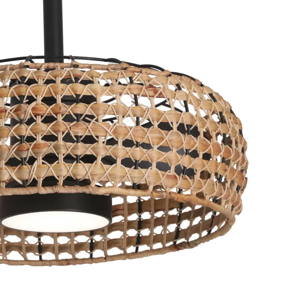 VENTILADOR DE TECHO LED 18W 3000-6000K PANTALLA RATÁN OSCURO WAIKIKI