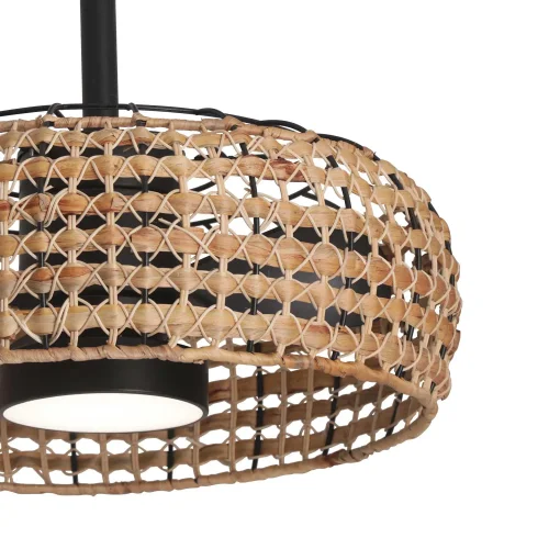 VENTILADOR DE TECHO LED 18W 3000-6000K PANTALLA RATÁN OSCURO WAIKIKI