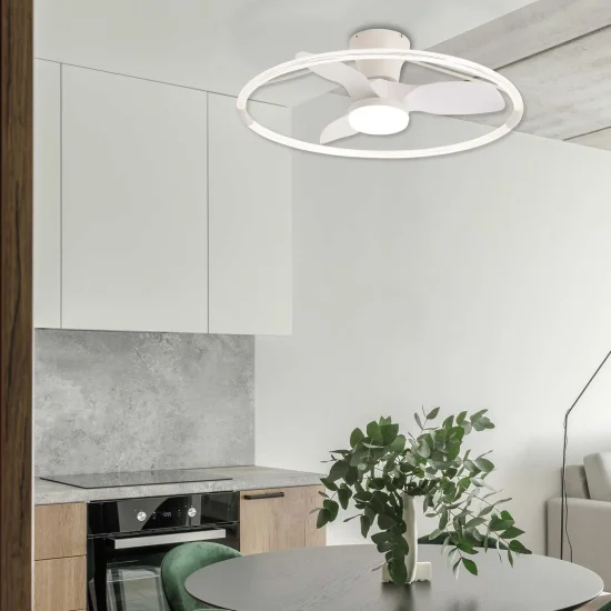 VENTILADOR DE TECHO ESTILO PLAFÓN LED 40W 3000-6000K 3 ASPAS BLANCO PIETRO 2