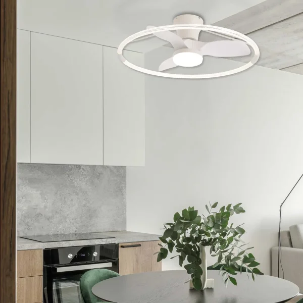 VENTILADOR DE TECHO ESTILO PLAFÓN LED 40W 3000-6000K 3 ASPAS BLANCO PIETRO