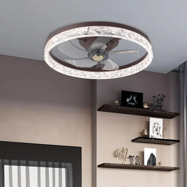 VENTILADOR DE TECHO ESTILO PLAFÓN LED 30W 3000-6000K 5 PALAS NEGRO ROCHELLE