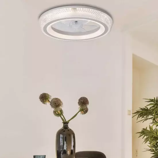 VENTILADOR DE TECHO ESTILO PLAFÓN LED 48W 3000-6000K 5 PALAS BLANCO GLIMMER 2