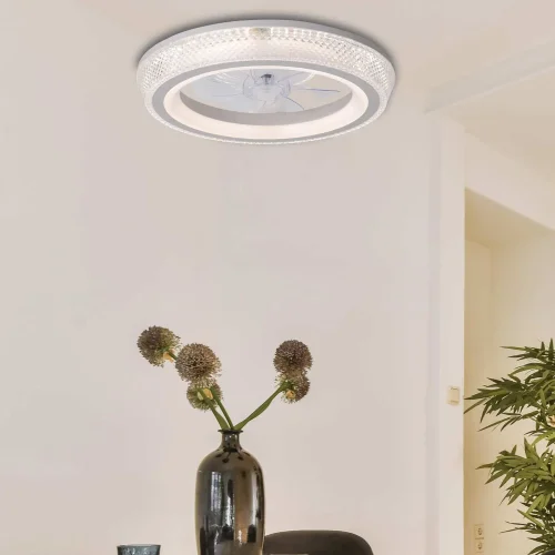 VENTILADOR DE TECHO ESTILO PLAFÓN LED 48W 3000-6000K 5 PALAS BLANCO GLIMMER