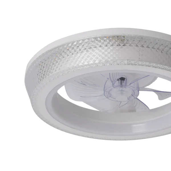 VENTILADOR DE TECHO ESTILO PLAFÓN LED 48W 3000-6000K 5 PALAS BLANCO GLIMMER
