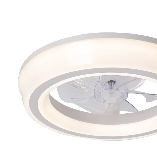 VENTILADOR DE TECHO ESTILO PLAFÓN LED 48W 3000-6000K 5 ASPAS BLANCO CLARISSE