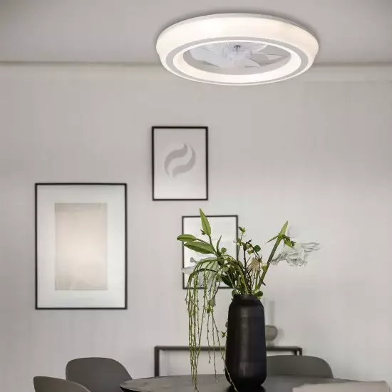 VENTILADOR DE TECHO ESTILO PLAFÓN LED 48W 3000-6000K 5 ASPAS BLANCO CLARISSE 2