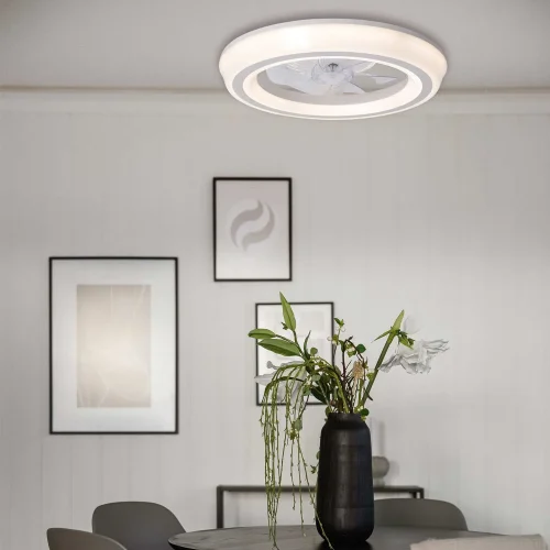 VENTILADOR DE TECHO ESTILO PLAFÓN LED 48W 3000-6000K 5 ASPAS BLANCO CLARISSE