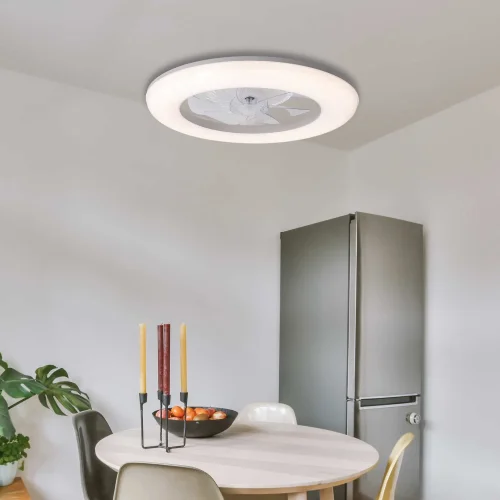 VENTILADOR DE TECHO ESTILO PLAFÓN LED 48W 3000-6000K 5 ASPAS BLANCO ELYSIAN