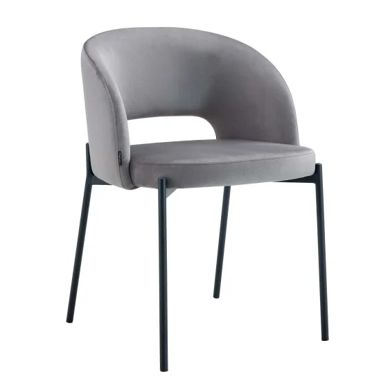 SILLA TAPIZADA TERCIOPELO GRIS CLOTILDE 2