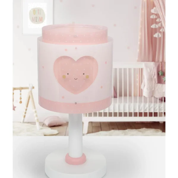 LÁMPARA DE MESA INFANTIL CORAZÓN ROSA