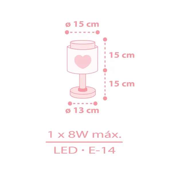 LÁMPARA DE MESA INFANTIL CORAZÓN ROSA