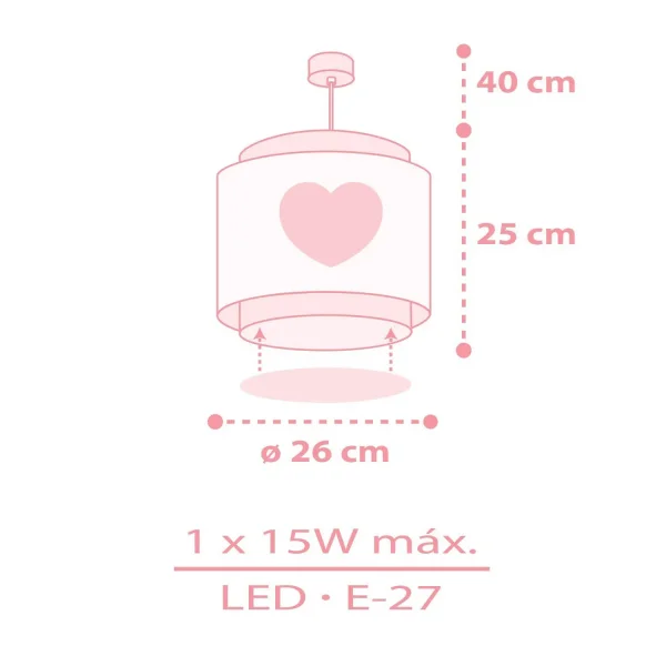 LÁMPARA DE TECHO INFANTIL CORAZÓN ROSA