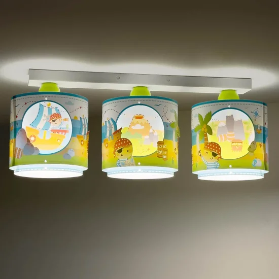 PLAFÓN DE TECHO INFANTIL 3 LUCES ISLA PIRATA 2