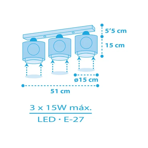 PLAFÓN DE TECHO INFANTIL 3 LUCES ISLA PIRATA