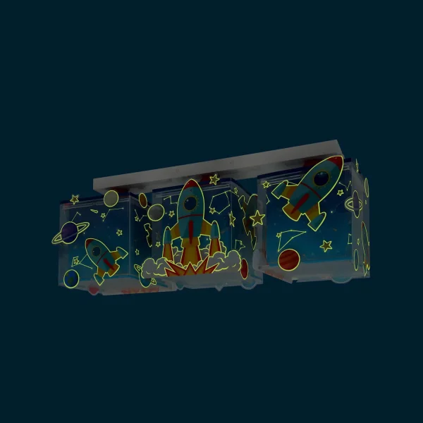 PLAFÓN DE TECHO 3 LUCES INFANTIL COHETE