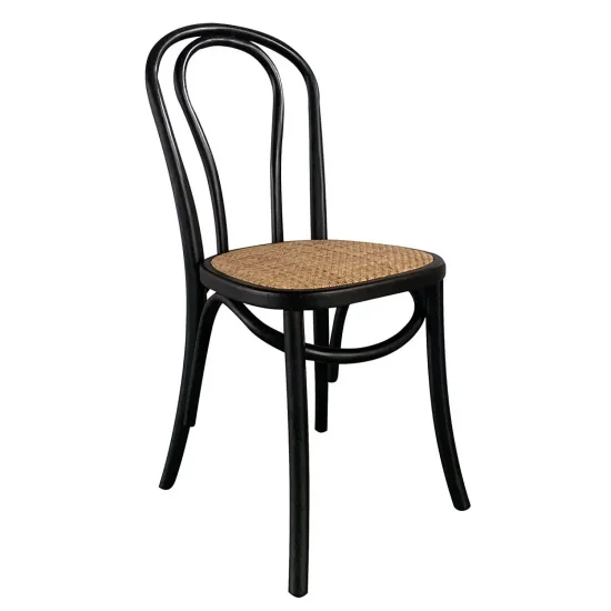 SILLA MADERA DE ABEDUL NEGRO ASIENTO DE RATTAN NATURAL AKIRA