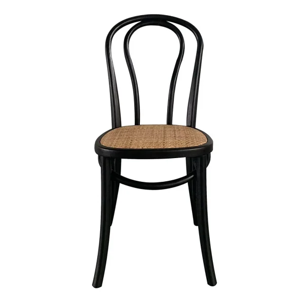 SILLA MADERA DE ABEDUL NEGRO ASIENTO DE RATTAN NATURAL AKIRA