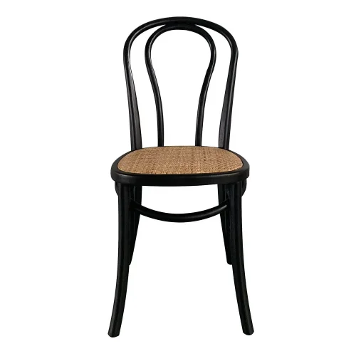 SILLA MADERA DE ABEDUL NEGRO ASIENTO DE RATTAN NATURAL AKIRA