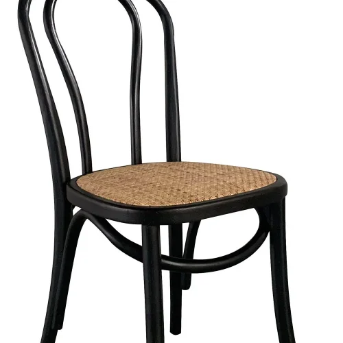 SILLA MADERA DE ABEDUL NEGRO ASIENTO DE RATTAN NATURAL AKIRA