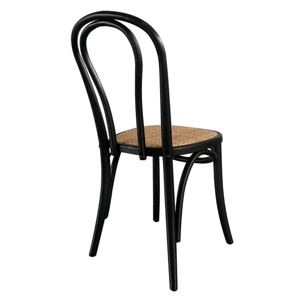 SILLA MADERA DE ABEDUL NEGRO ASIENTO DE RATTAN NATURAL AKIRA
