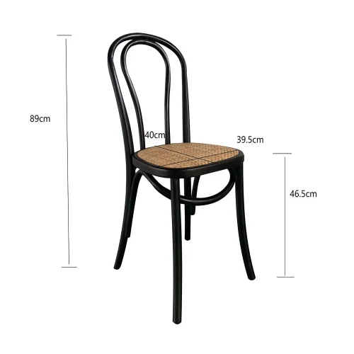 SILLA MADERA DE ABEDUL NEGRO ASIENTO DE RATTAN NATURAL AKIRA