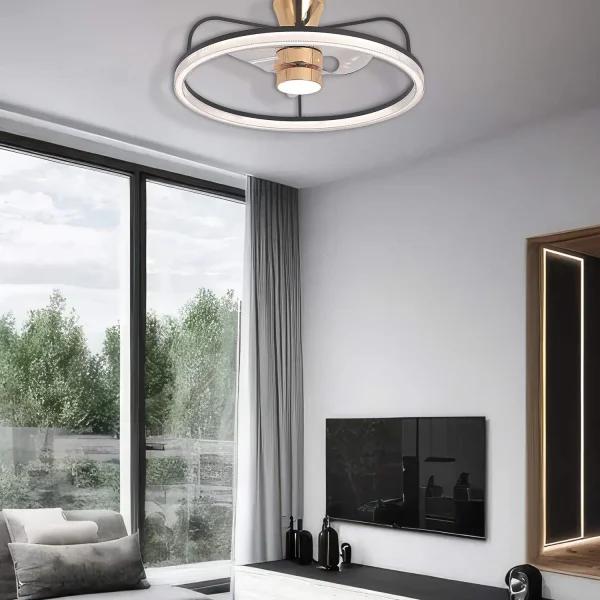 VENTILADOR DE TECHO ESTILO PLAFÓN LED 48W 3000-6000K NEGRO/DORADO BENEDICT