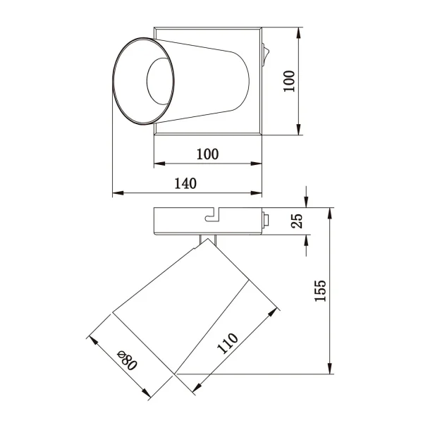 FOCO DE TECHO/PARED METAL NEGRO GU10 SILVANO