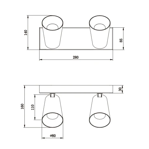 FOCO DE TECHO/PARED 2 LUCES METAL NEGRO GU10 SILVANO FOCO DE TECHO/PARED 2 LUCES METAL NEGRO GU10 SILVANO