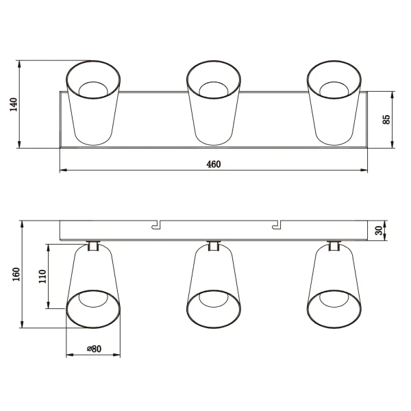 FOCO DE TECHO/PARED 3 LUCES METAL BLANCO GU10 SILVANO