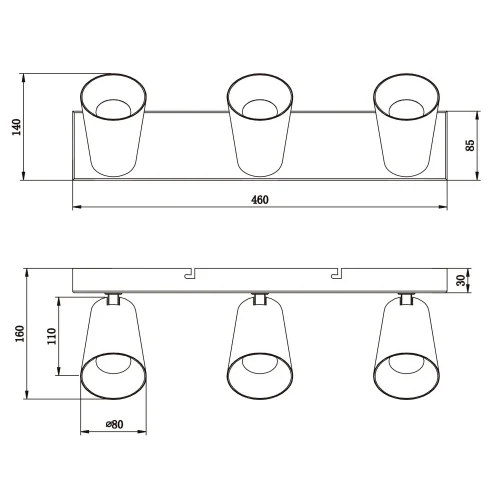 FOCO DE TECHO/PARED 3 LUCES METAL BLANCO GU10 SILVANO