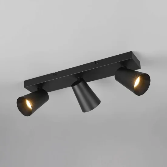 FOCO DE TECHO/PARED 3 LUCES METAL NEGRO GU10 SILVANO 2