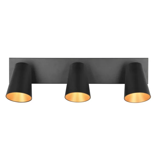 FOCO DE TECHO/PARED 3 LUCES METAL NEGRO GU10 SILVANO FOCO DE TECHO/PARED 3 LUCES METAL NEGRO GU10 SILVANO
